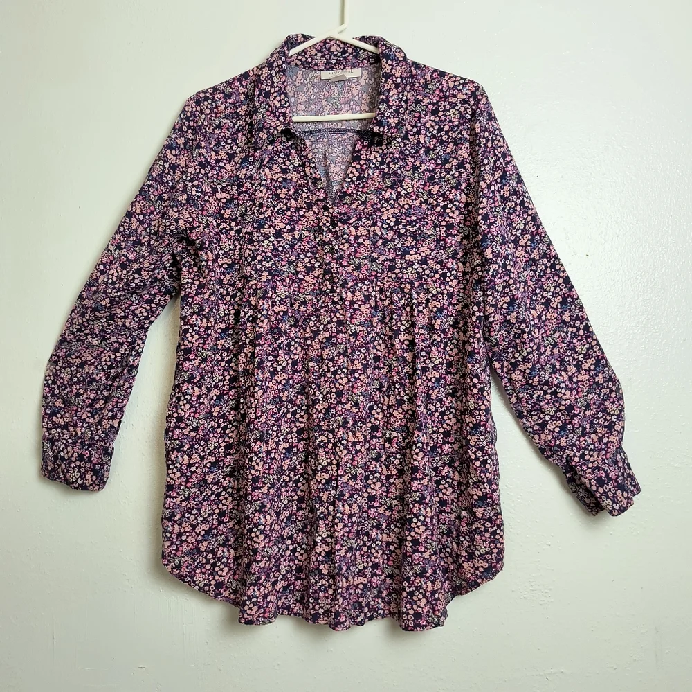 Motherhood Maternity XL Tunic Top Purple Floral